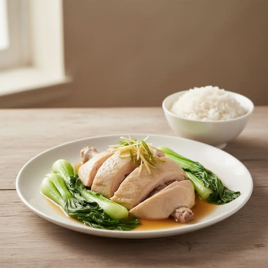 158. Steamed Chicken with Vegetable (Half) 菜膽上湯雞 (半隻)